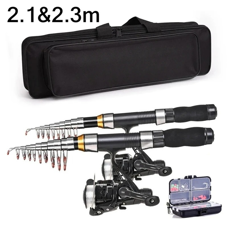 Fishing Rod Carbon Fiber - BRAVMAK 2.1/2.3 mTelescópica Vara de Pesca
