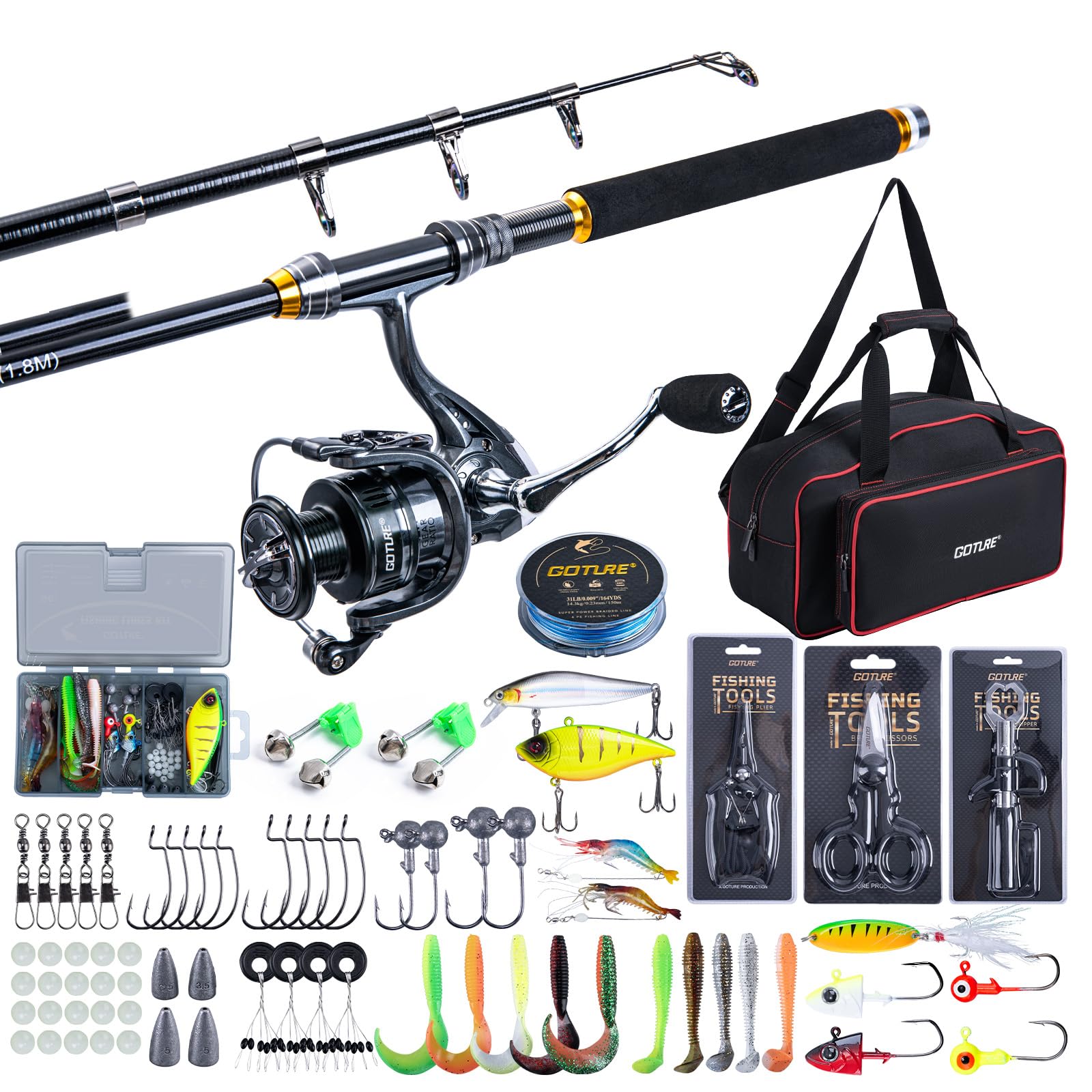 Goture vara de pesca telescópi - Fishing Rod Combo avaliação e preço